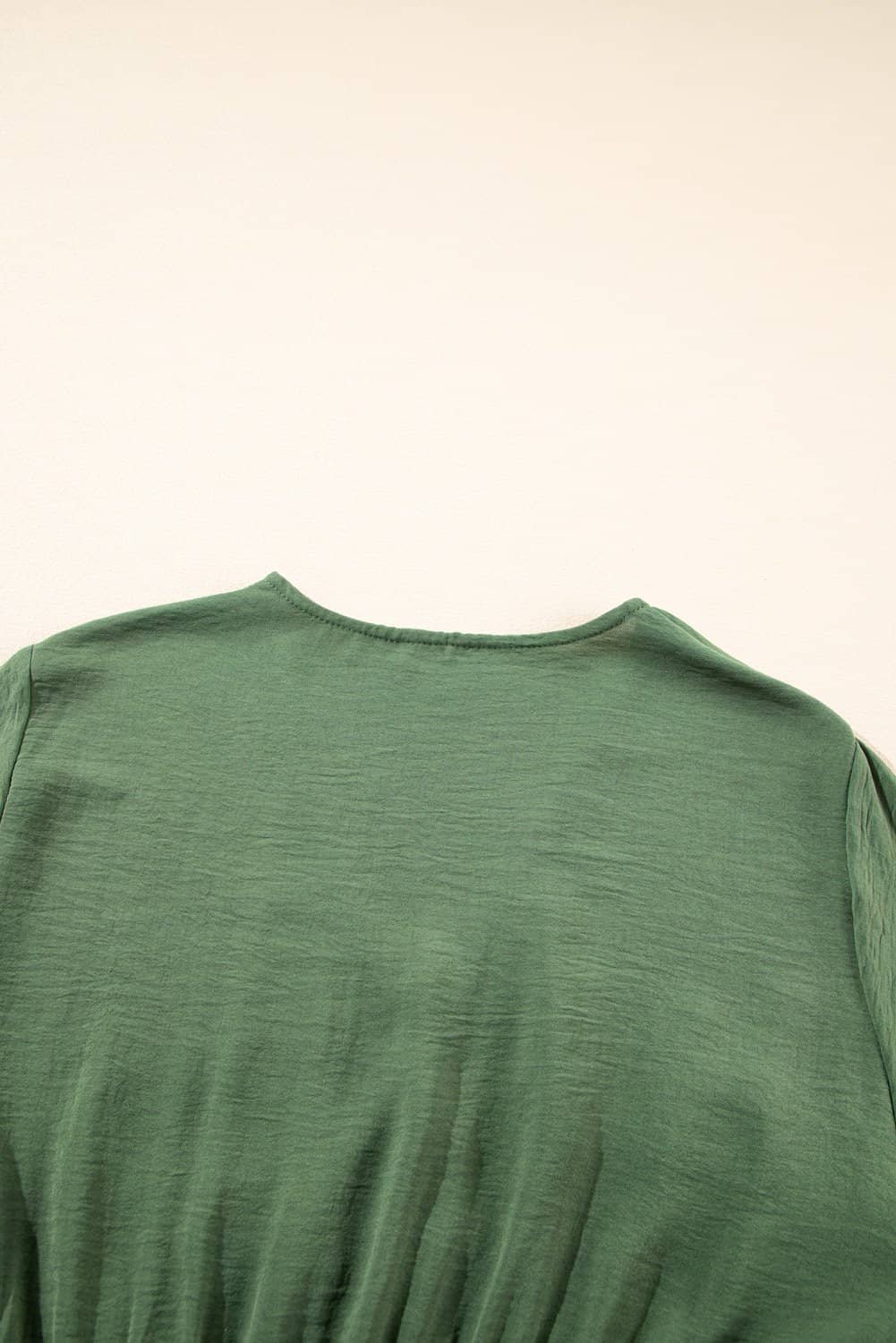 Four Leaf Clover Surplice Neckline Shirred High Waist Plus Size Maxi Dress