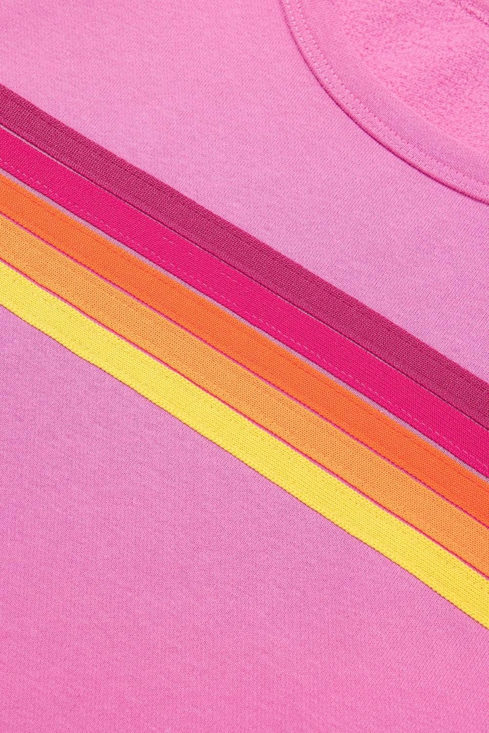 Bonbon Striped Accent Pullover And Shorts Two Piece Casual Set