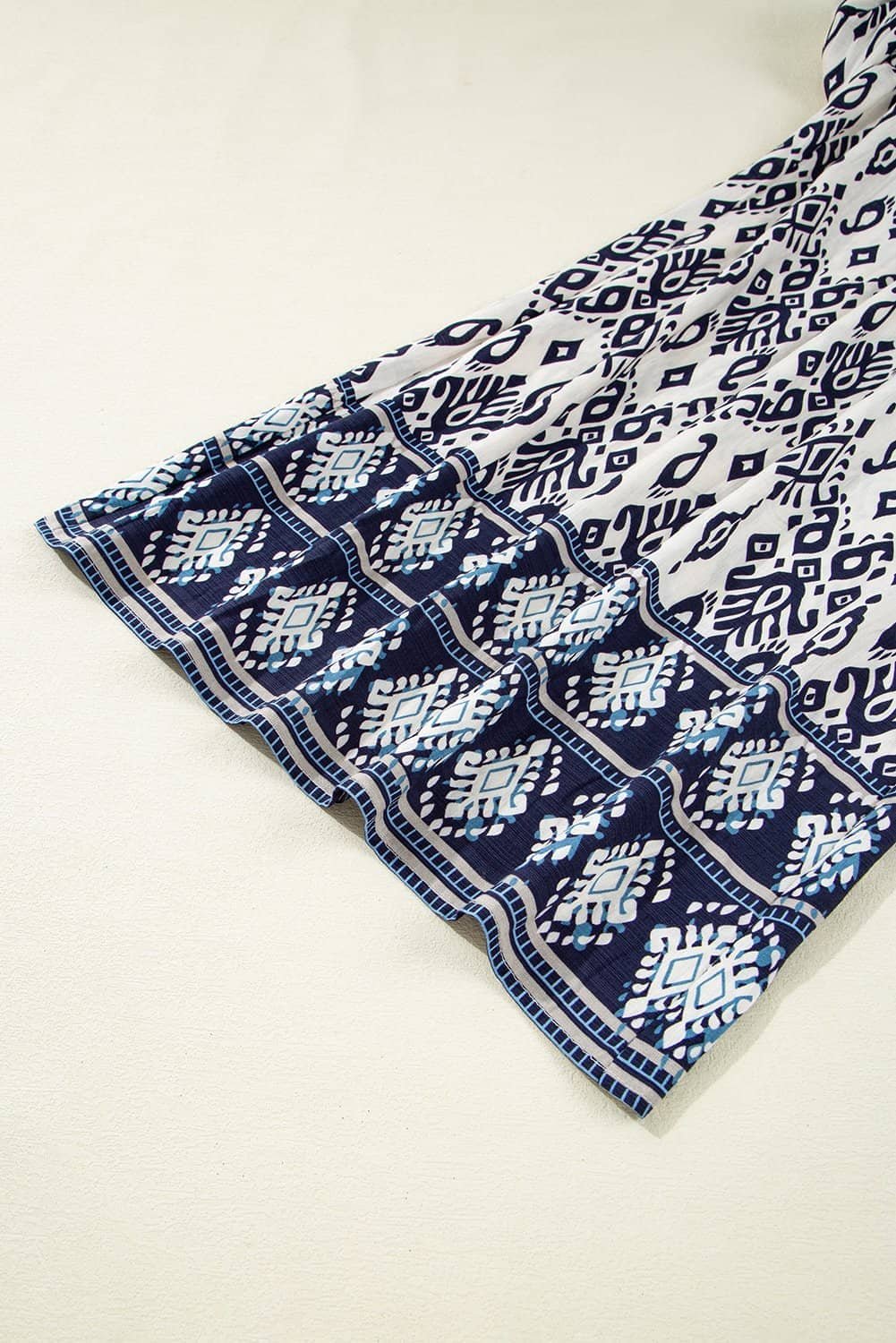 Blue Boho Pattern Print High Waist Wide Leg Loose Pants