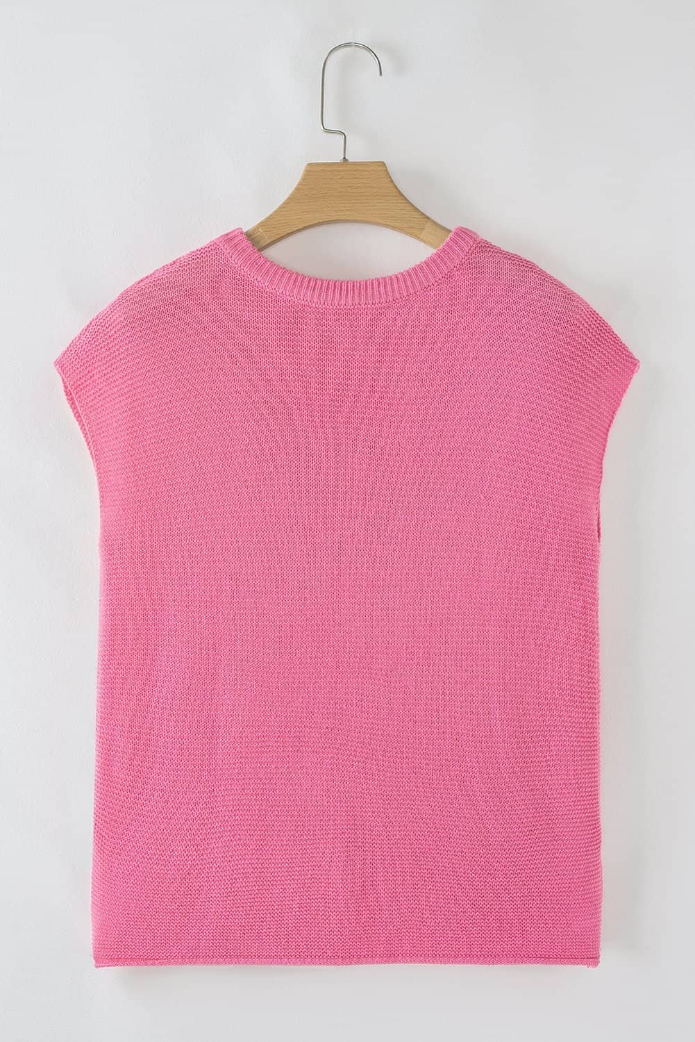 Sachet Pink Solid Color Sweater Tee With Side Slits
