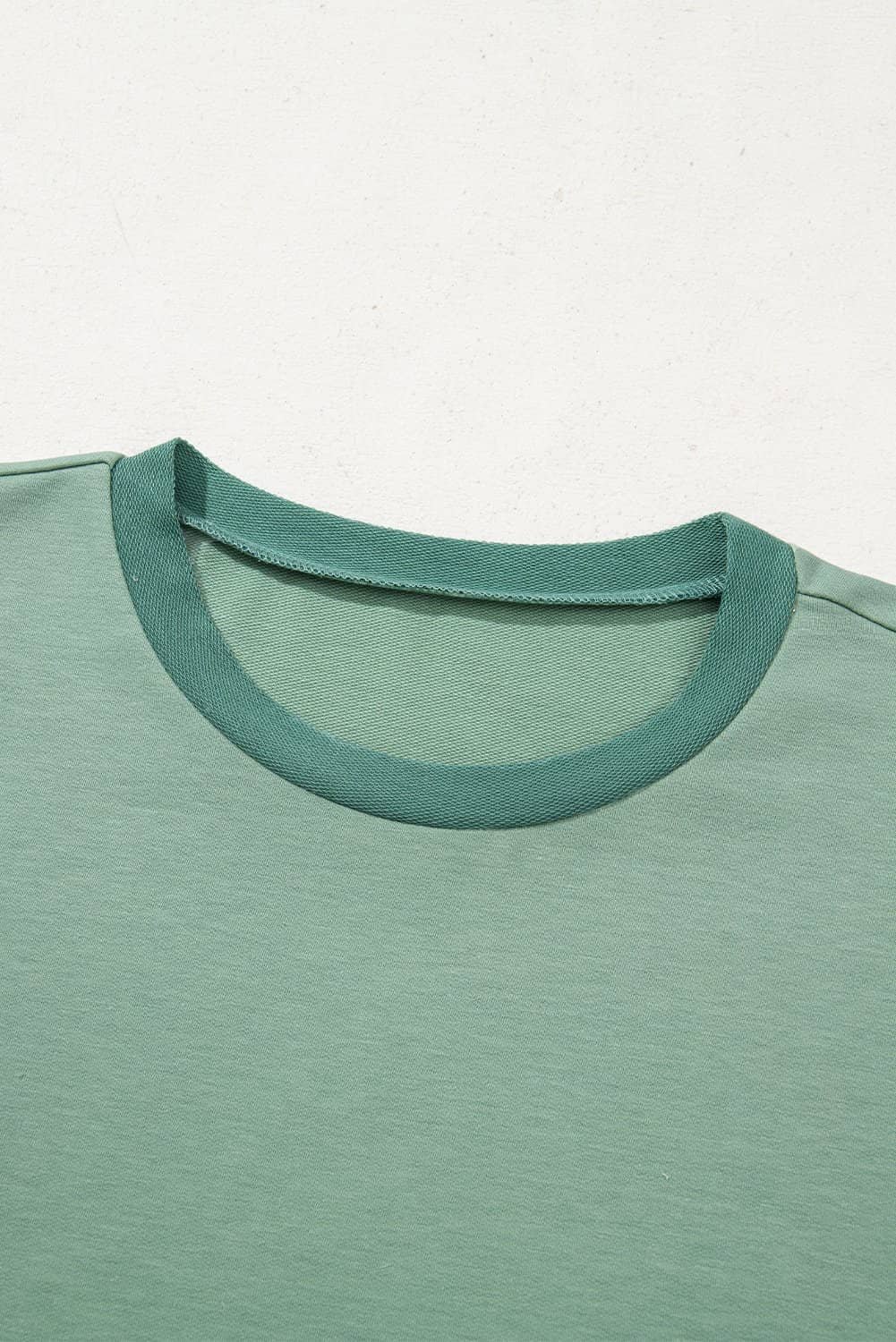 Smoke Green Half Sleeve Raw Seam High Low Side Split Top