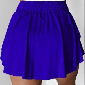 Dark Blue Drawstring High Waist Lined Tennis Skorts