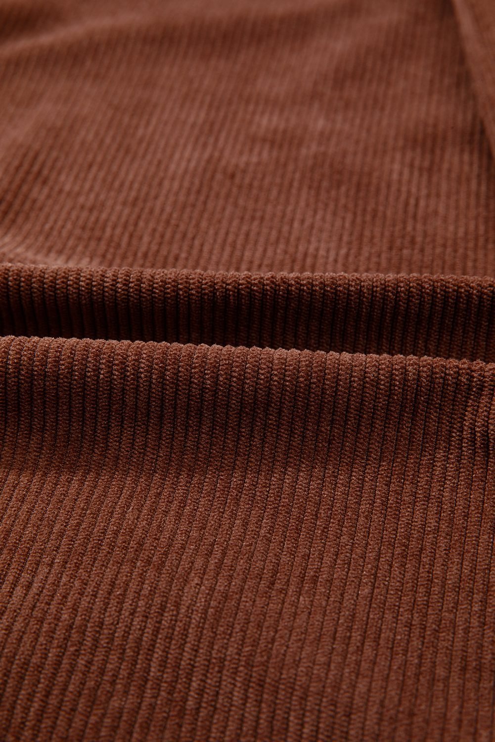 Coffee Floral Embroidered Collar Button Front Corduroy Jacket With Pocket