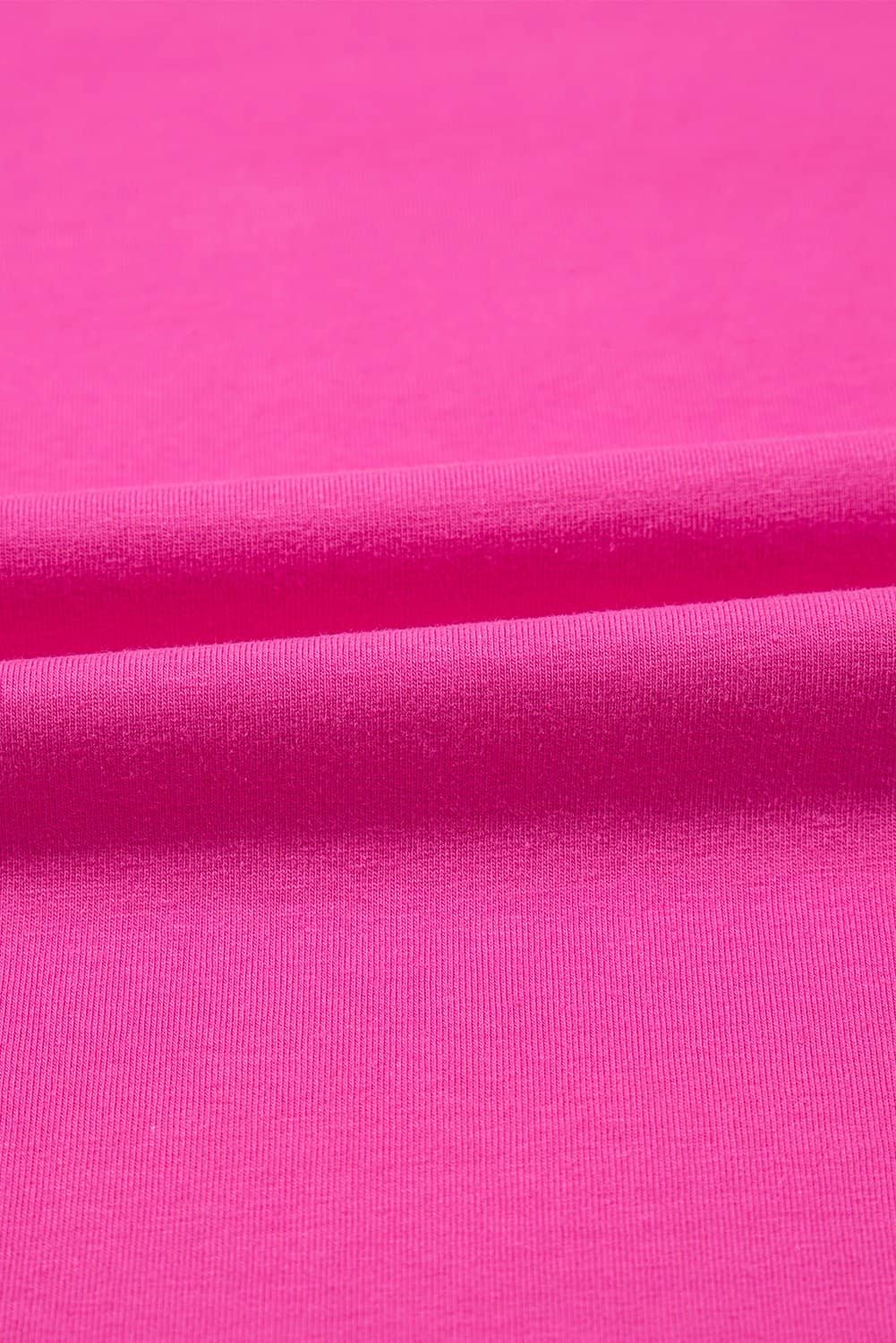 Strawberry Pink Casual Round Neck Bubble Sleeve T-Shirt