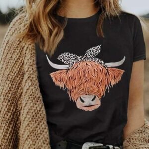 Cute Cattle Leopard O-Neck T-Shirt