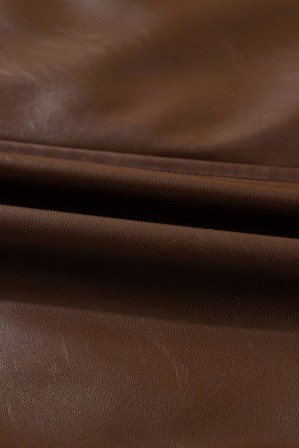 Chicory Coffee Double Flap Pocket Drawstring Hem Leather Jacket