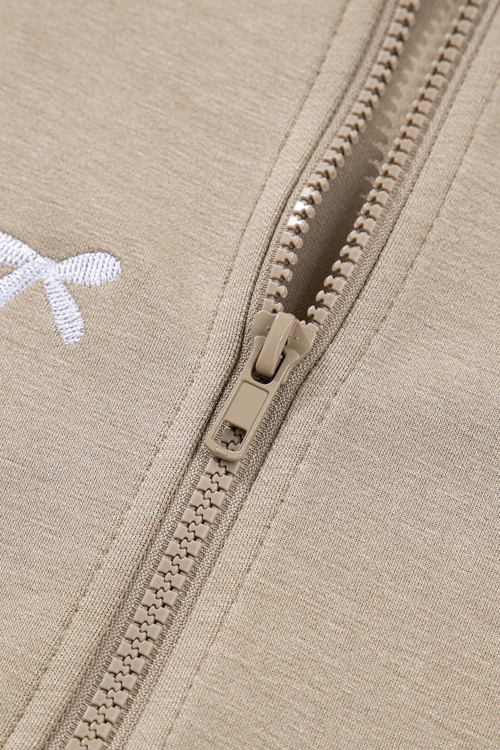 Goat Contrast Bow Embroidered Zip Up Jacket Hoodie