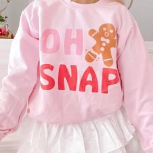 Pink Oh Snap Gingerbread Man Christmas Pullover Sweatshirt