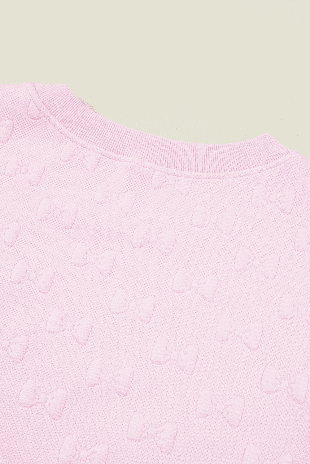 Pink Bow Jacquard Ruffle Sleeve Short 2Pcs Outfit