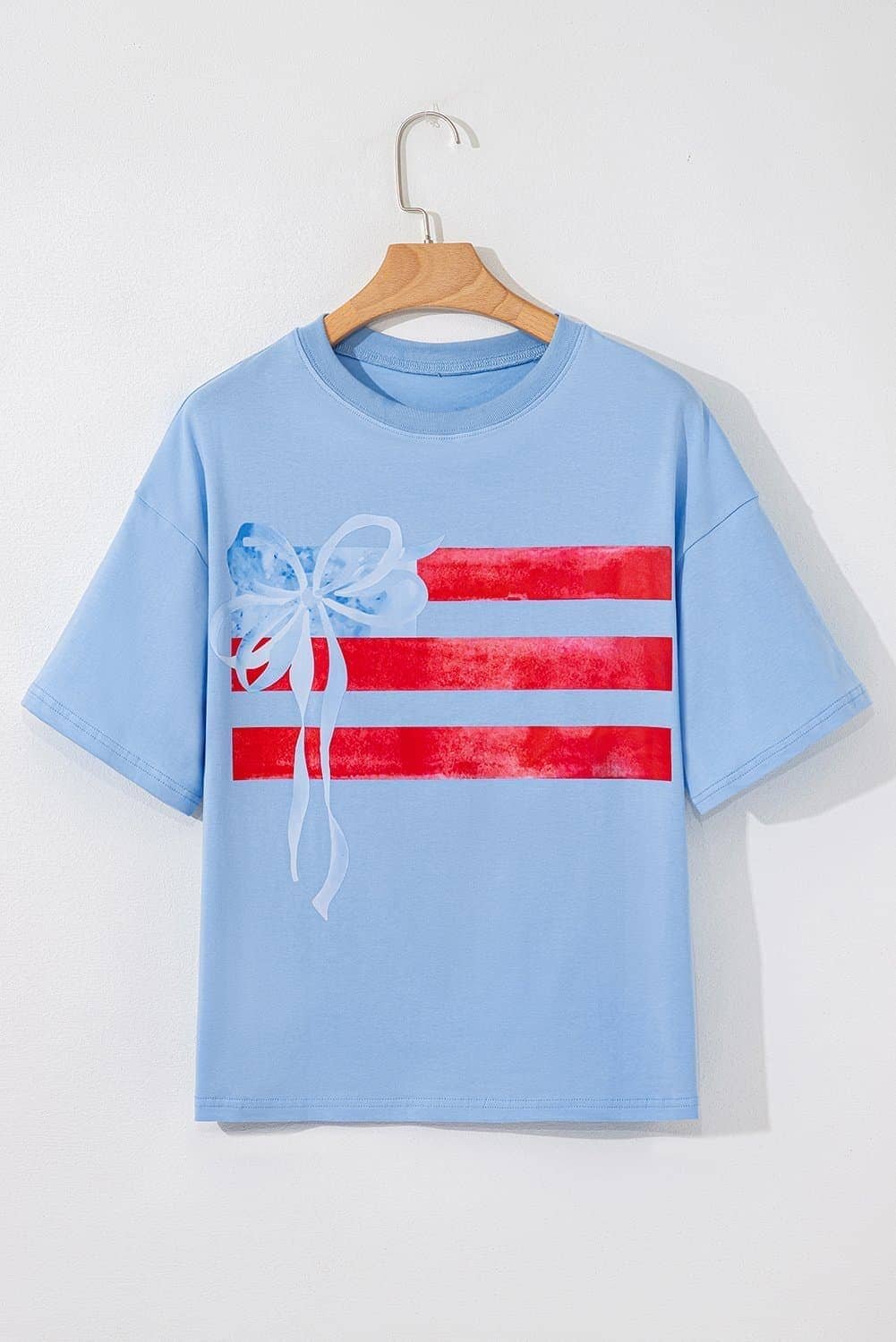 Myosotis Flag Bow Graphic Crewneck Tee