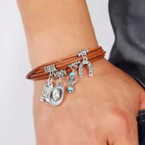 Silver Good Luck Cactus Multi-Layered Bracelet