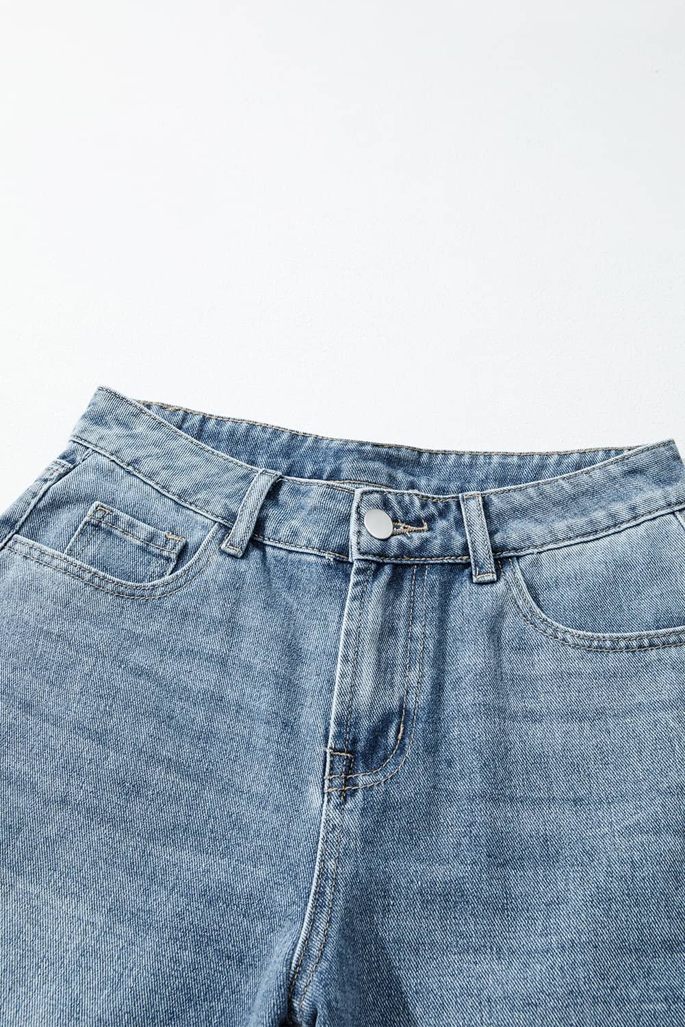Dusk Blue Embroidered Cropped Wide Leg High Waist Jeans