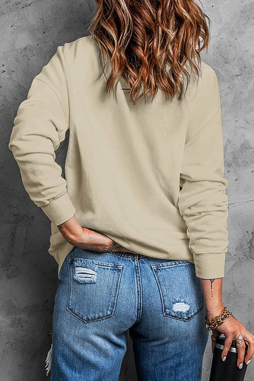 Khaki Sweater Weather Leopard Print Pullover Sweatshirt
