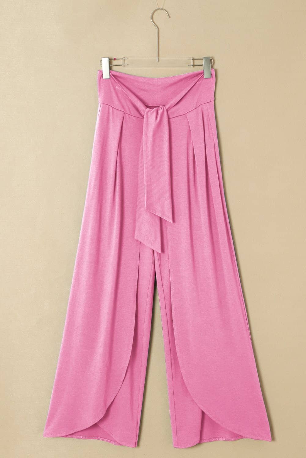 Bonbon Knotted Drop Waist Split Leg Relaxed Pants