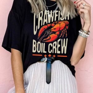 Black Crawfish Boil Crew Graphic Casual T Shirt