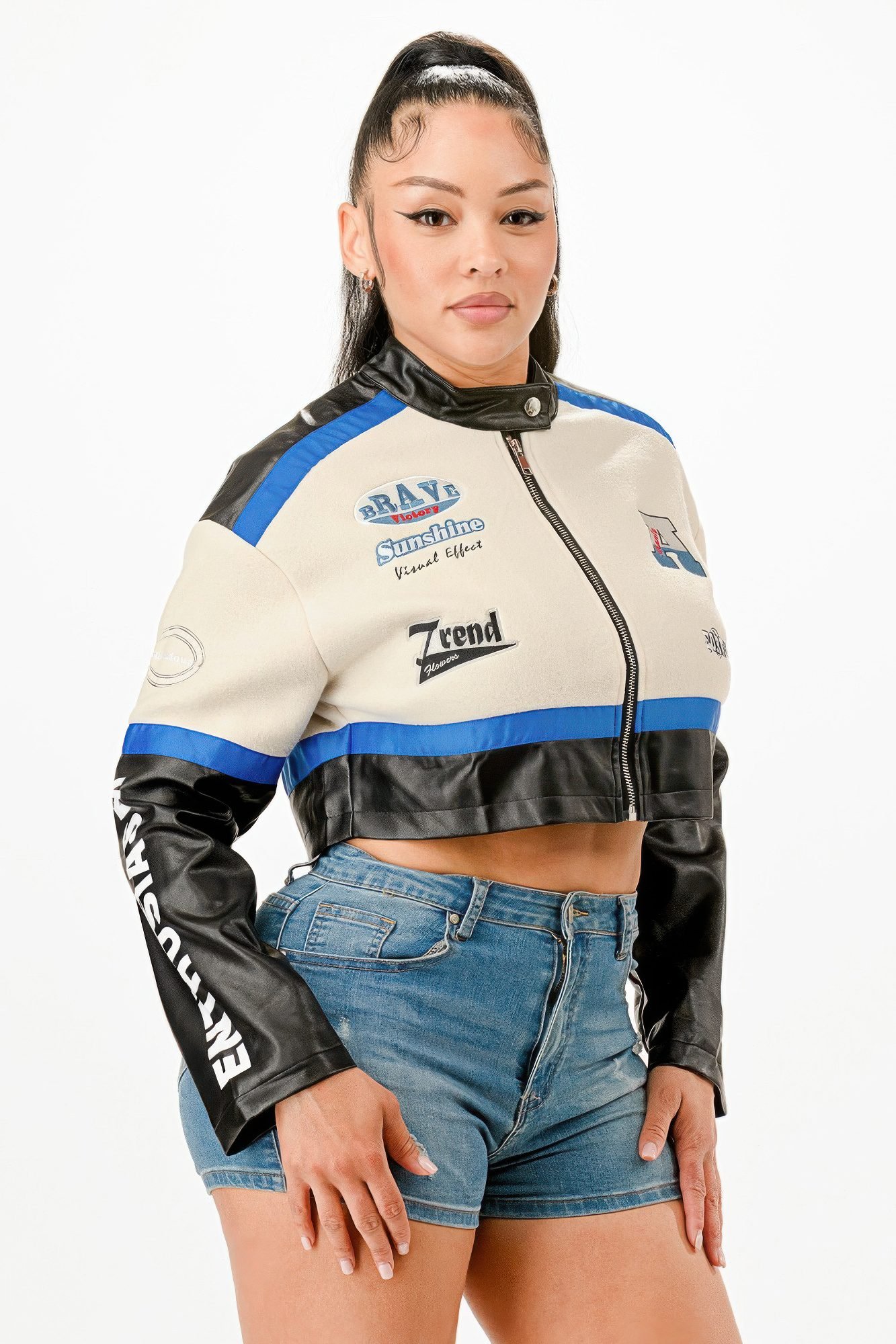 Colorblock Crop Jacket-51808