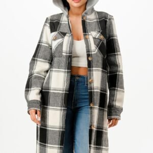 Hooded Plaid Coat-51816