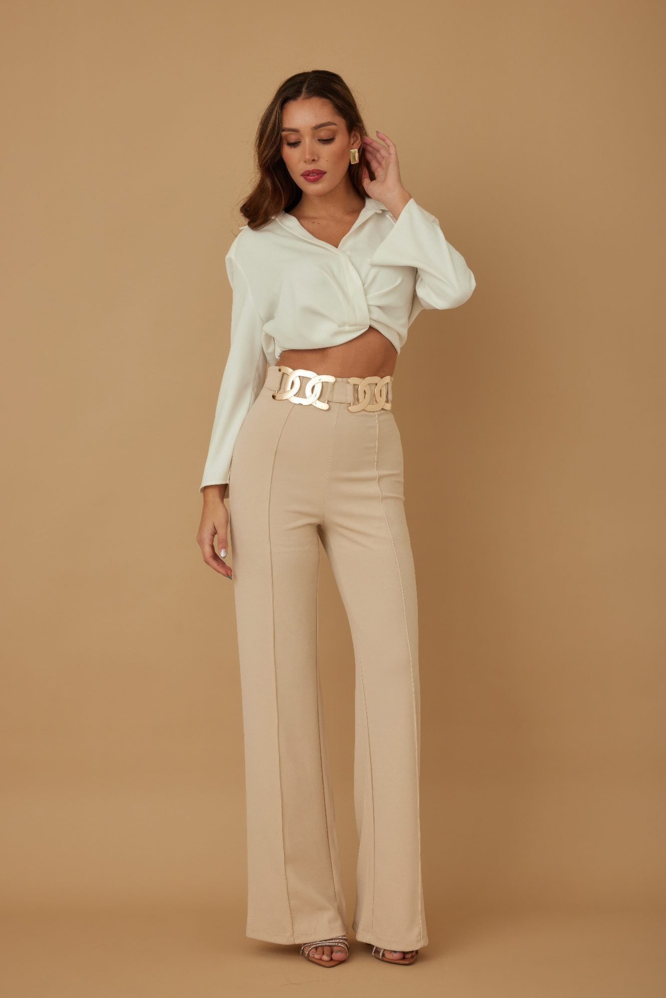 High Waist Fashion Pants Beige