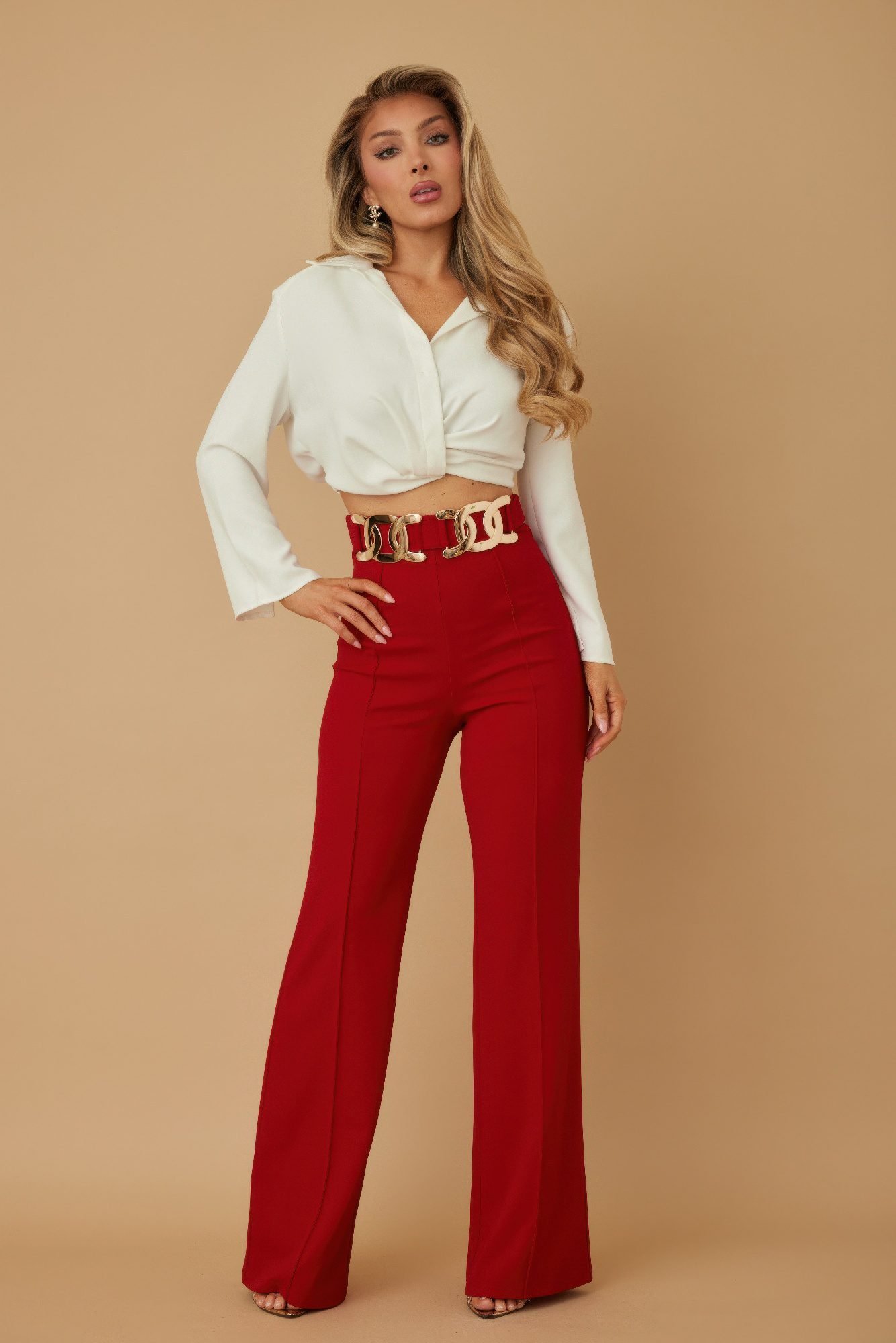 High Waist Fashion Pants Red
