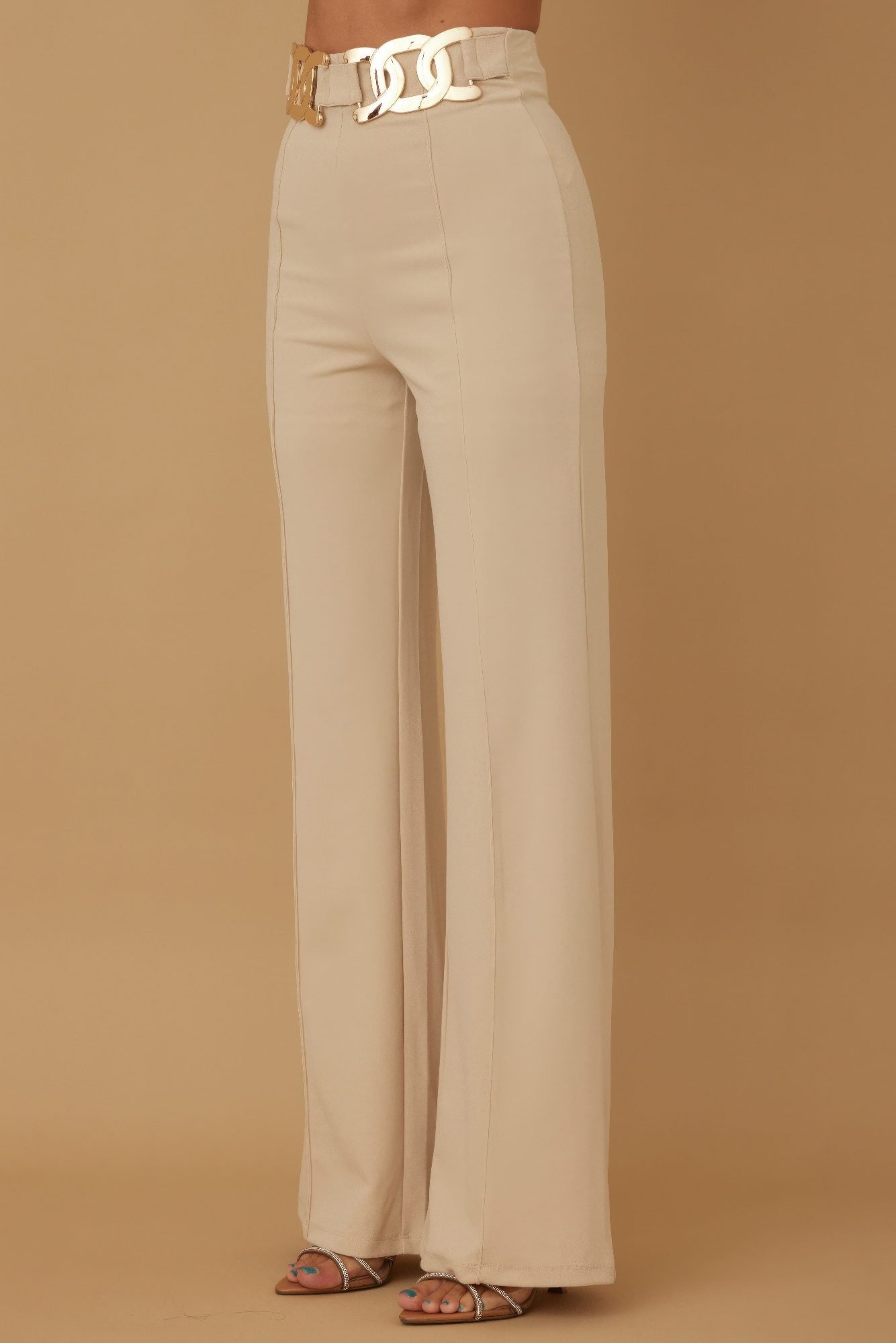 High Waist Fashion Pants Beige