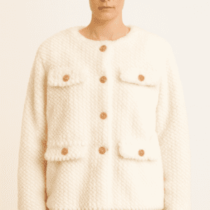 Textured Woven Button-Front Jacket-53697