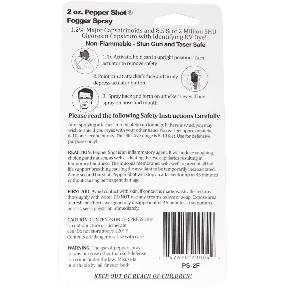 Pepper Shot 1.2% Mc 2 Oz Pepper Spray Fogger