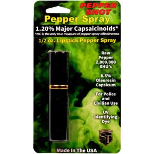 Pepper Shot 1.2% Mc 12 Oz Lipstick Pepper Spray Black