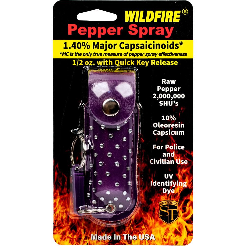 Wildfire 1.4% Mc 12 Oz With Rhinestone Leatherette Holster Purple And Quick Release Keychain