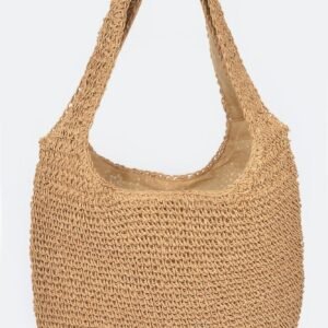 Faux Straw Hobo Bag-48090
