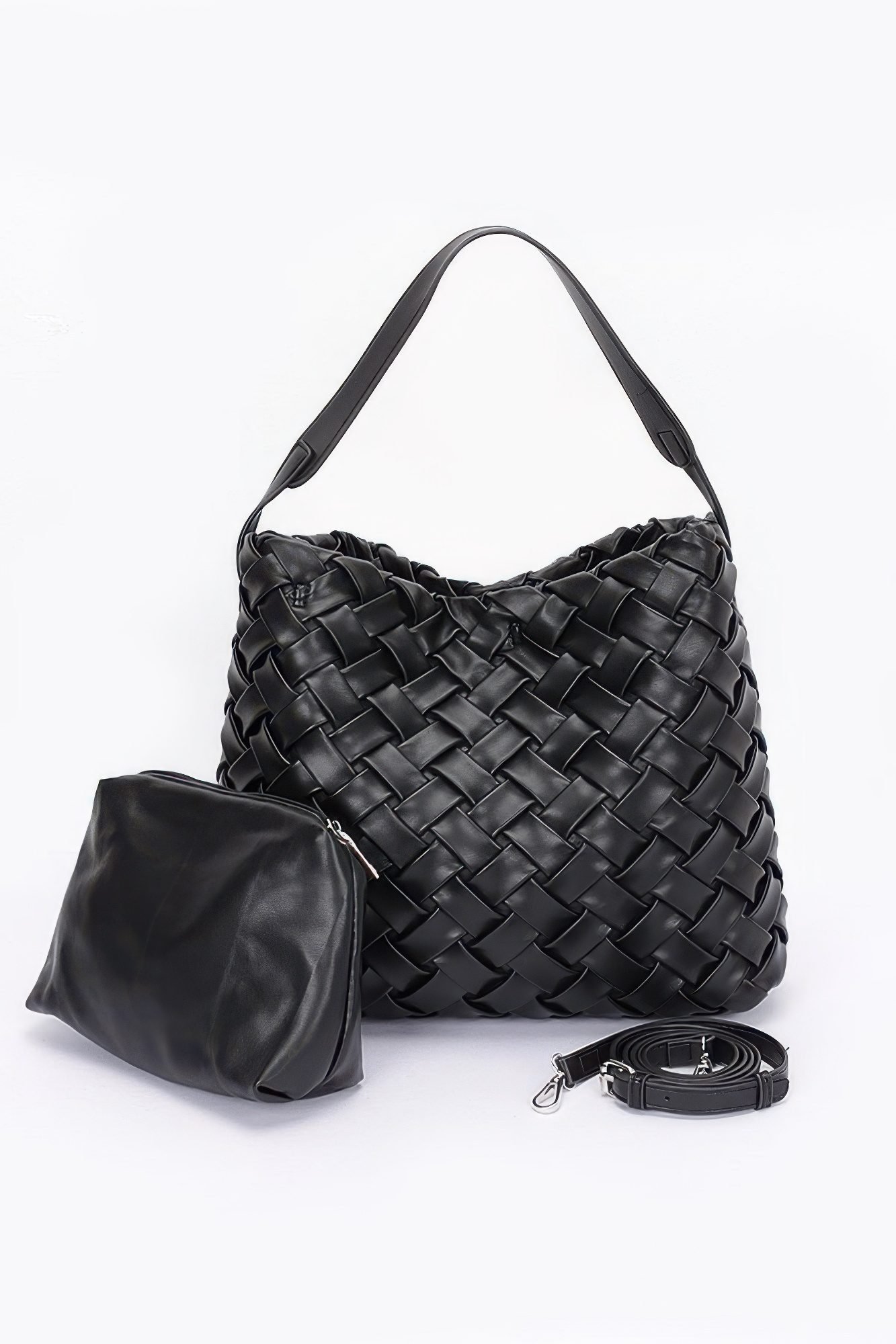 Faux Leather Braided Embossed Hobo Bag-48321