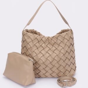 Faux Leather Braided Embossed Hobo Bag-48321