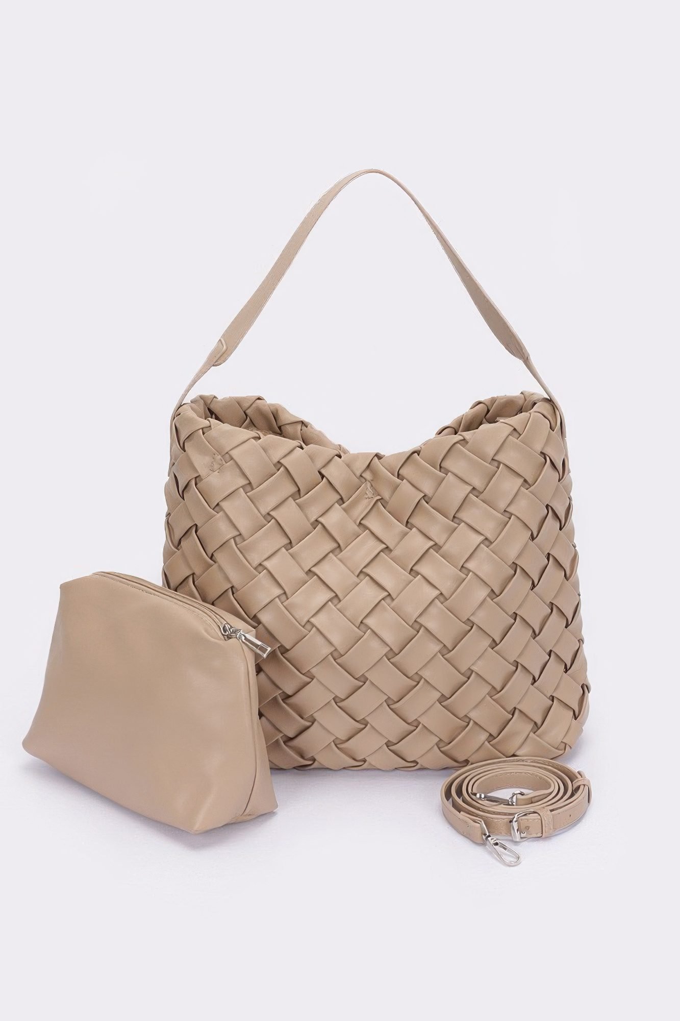 Faux Leather Braided Embossed Hobo Bag-48321