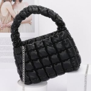 Quilted Faux Leather Padded Handle Bag-48328