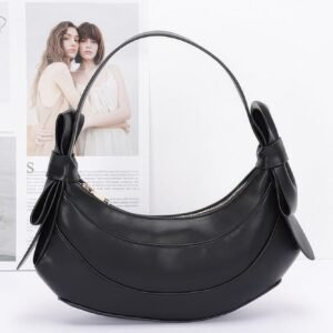 Faux Leather Hobo Bag W/ Bows-48330