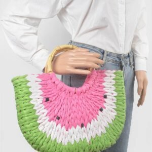 Faux Straw Crochet Watermelon Handbag-48897