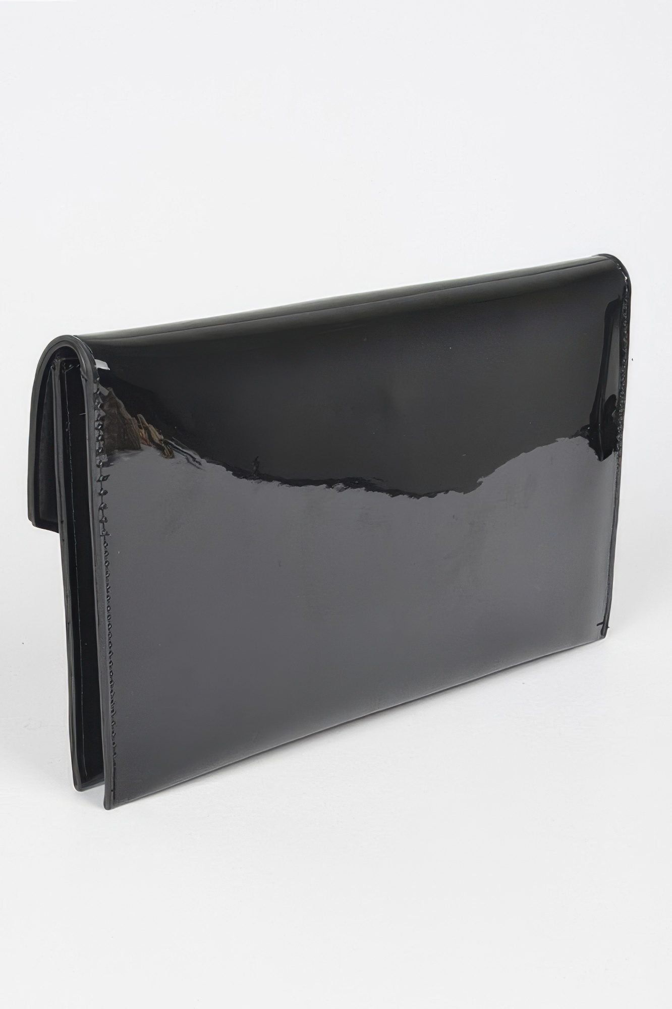 Enamel Faux Leather Metal Handle Flap Clutch-48973
