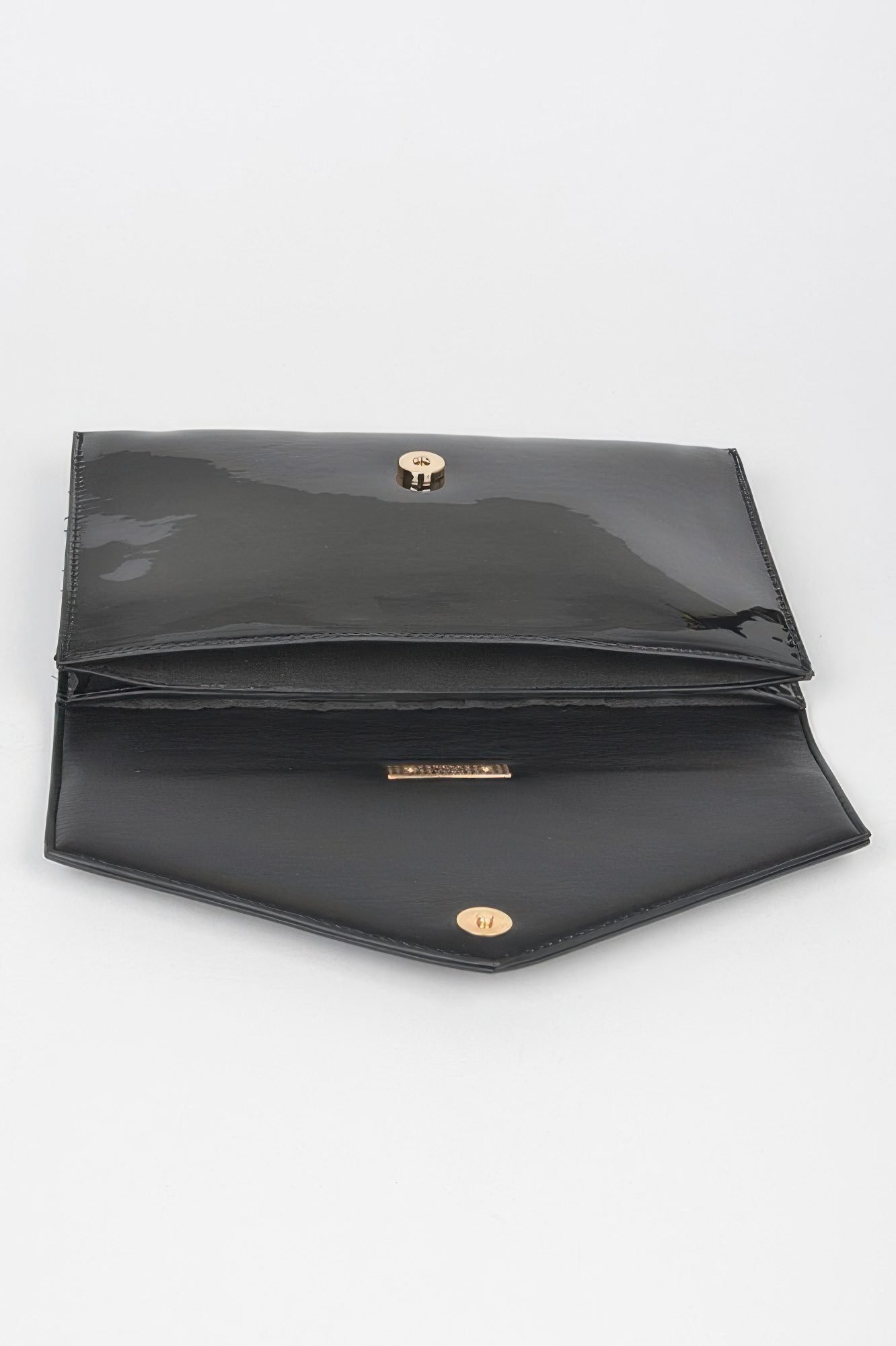 Enamel Faux Leather Metal Handle Flap Clutch-48973