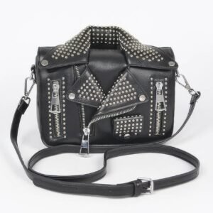 Faux Leather Metal Studded Jacket Clutch-49492