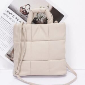 Quilted Faux Leather Padded Tote Bag-50921