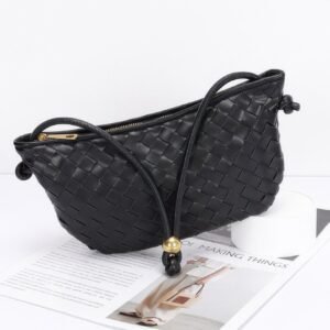 Faux Leather Braided Wrist And Shoulder Bag-50945