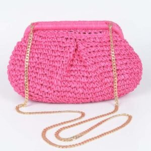 Faux Straw Chain Clutch-51335