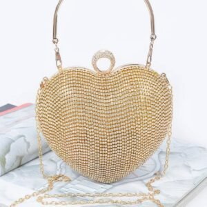 Rhinestone Heart Shape Party Clutch-51342
