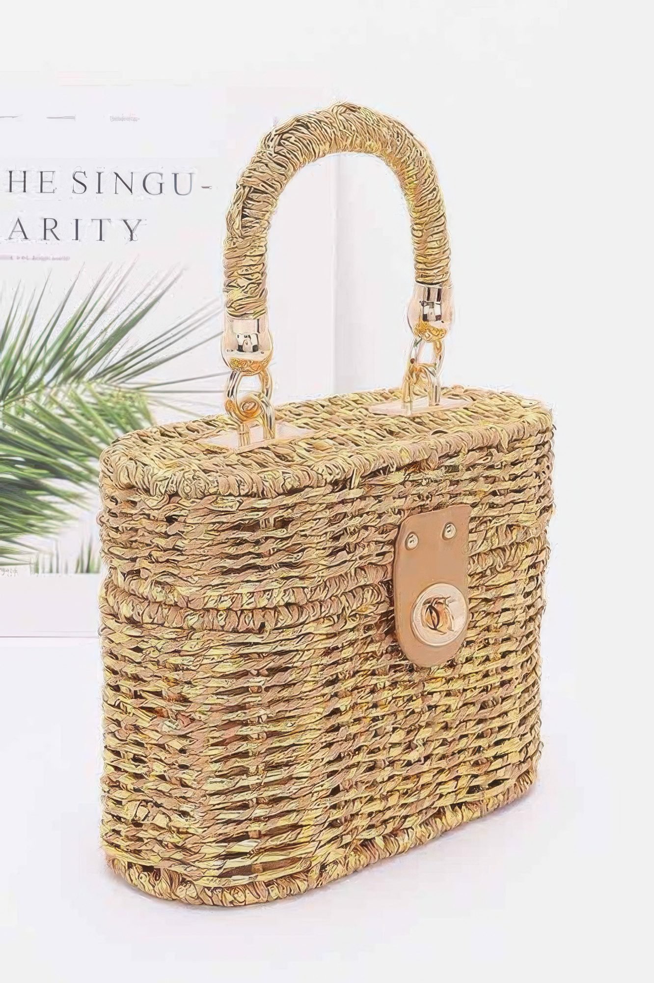 Braided Cotton Box Top Handle Bag-51380