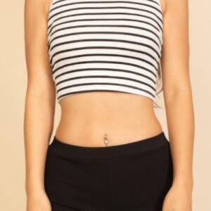 Ribbed Striped Racerback Crop Tank Top-51447