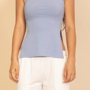 Strapless Ribbed Side-Slit Flare Top-51454