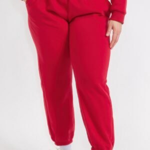 Plus Size Poly Fleece Elastic Waist Joggers