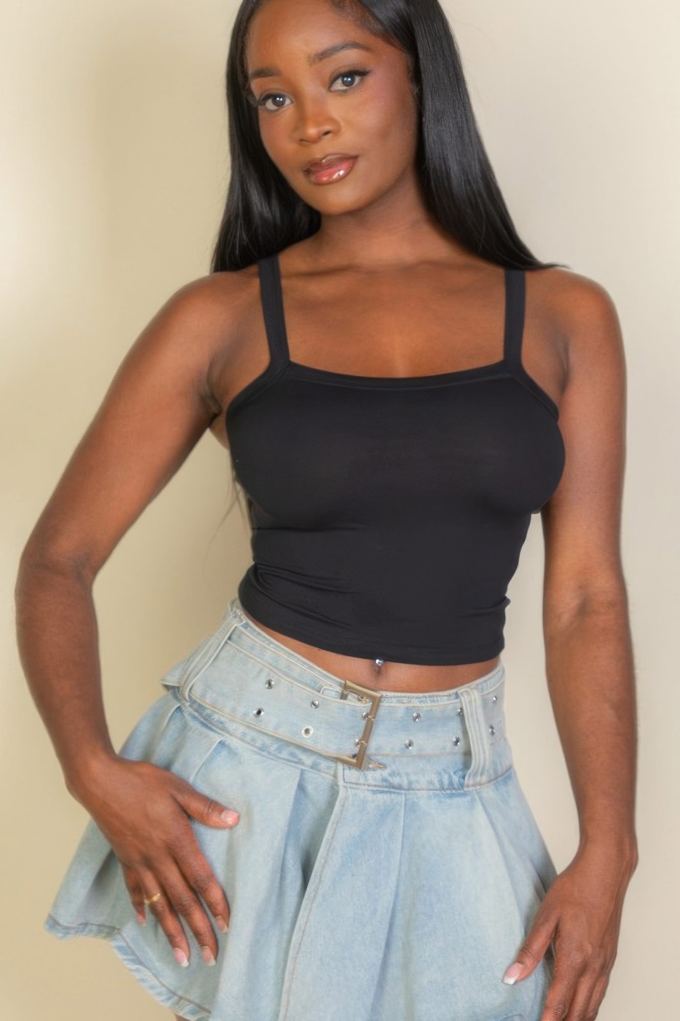 Solid Strap Tank Top-52321