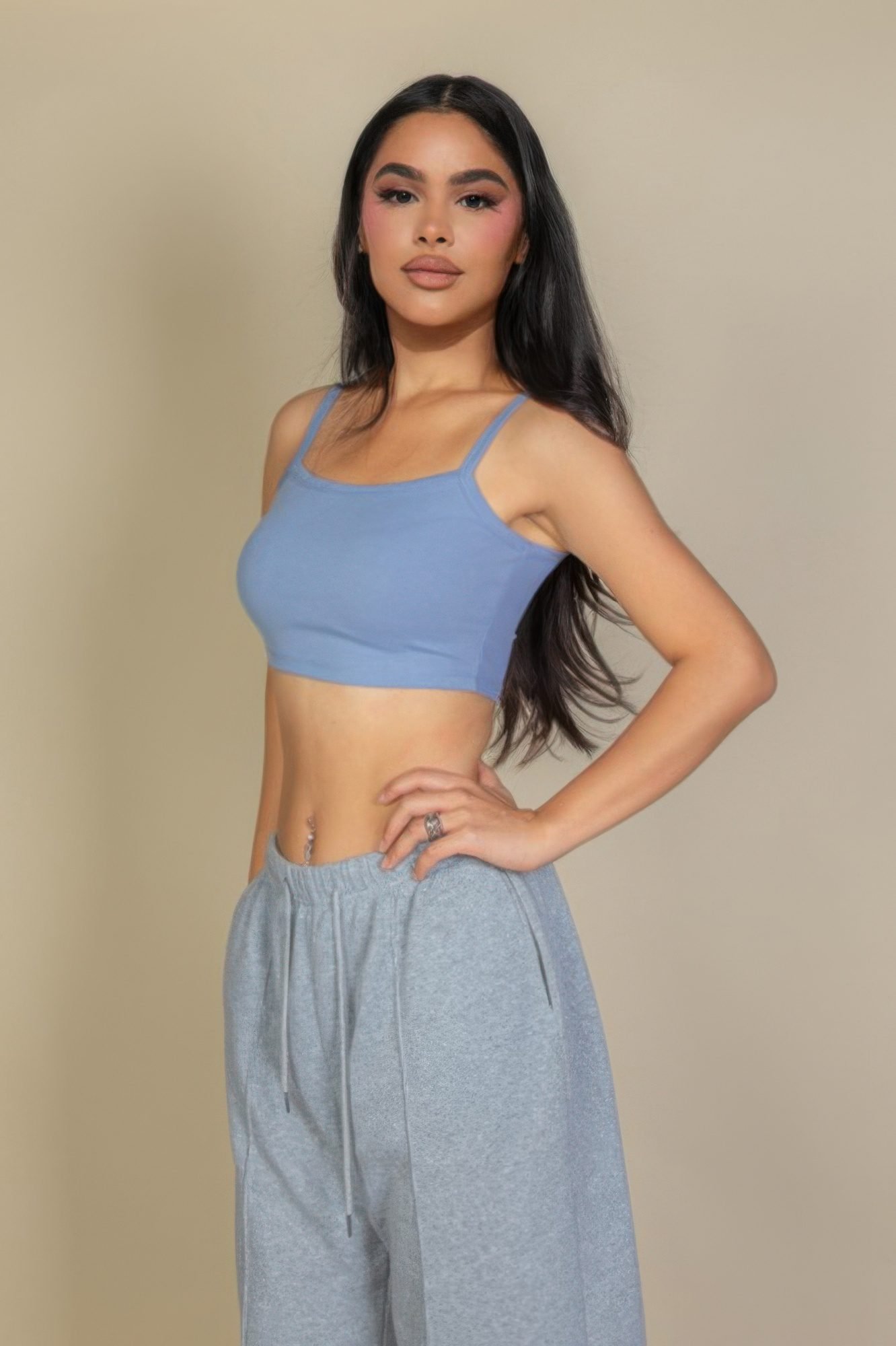 Ribbed Knit Cami Crop Top-52340