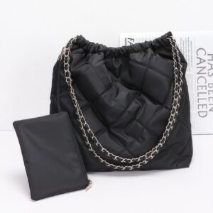 Quilted Padding Nylon Metal Chain Shoulder Bag-52371