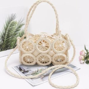 Faux Straw Multi Round Handmade Crossbody Bag-52374